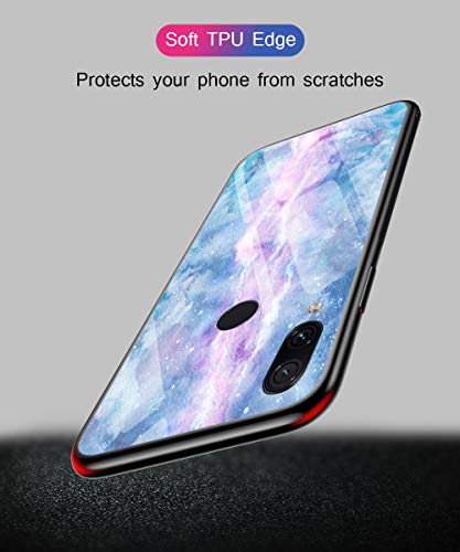 Oihxse Colorido Gradual Cristal Estilo Case Compatible con Xiaomi Mi Play Funda Vidrio Templado Trasera Carcasa Borde de Silicona Suave Protectora Ultra Fino Anti-arañazos