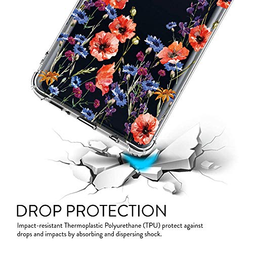 Oihxse Cristal Compatible con Huawei Mate 30 Pro Funda Transparente TPU Silicona Estuche Airbag Esquinas Anti-Choque Anti Rasguños Diseño Rosa Flower Caso (Flores A7)