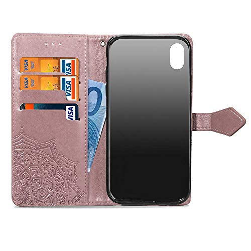 Oihxse Funda con Xiaomi Redmi Note 5A, Cuero PU Billetera Cierre Magnético Flip Libro Folio Tapa Carcasa Relieve Soporte Plegable Ranuras para Tarjetas Protección Caso(Oro Rosa)