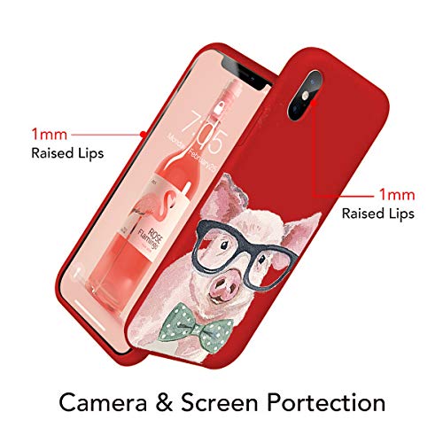 Oihxse Silicona Matorral TPU Case Compatible con Huawei Mate 20 Pro Funda Suave Protector Carcasa Ultra Delgada Moda Linda Patrón Anti-Rasguño Caso Bumper Cover(Rojo-Cerdo)