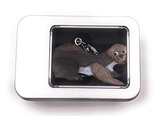 Onwomania Llavero castor de madera nutria mamífero colgante roedor En caja de regalo