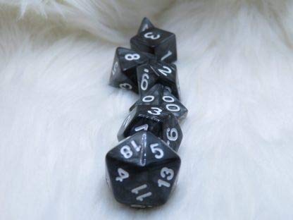 Onyx - Polyset Dice | Polydice | Black Pearlescent Marble and White | Dice Set of 7 Pieces | D&D and RPGs | Plastic Dice Set | Polyhedral Dice Set | DND / D&D / Dungeons and Dragons