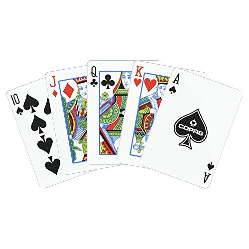 Pack de Dos Barajas de Poker Copag 1546" Azul/Rojo con Índice Regular. 100% Plástico.