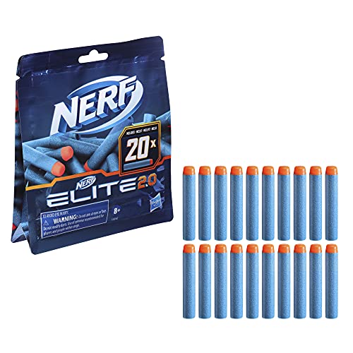 Pack de Repuesto de 20 Dardos Nerf Elite 2.0 - Incluye 20 Dardos Nerf Elite 2.0 Oficiales, Compatible con Todos los lanzadores Nerf Elite
