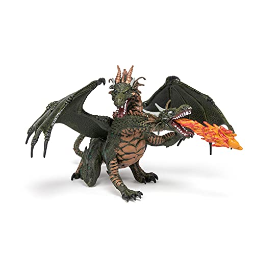 Papo 36019 Fantasy World Figura de dragón de Dos Cabezas, Multicolor