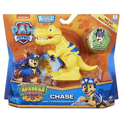 PAW PATROL Dino Rescue Action Pack | con Figura de Juguete y Dinosaurio, Figura:Chase