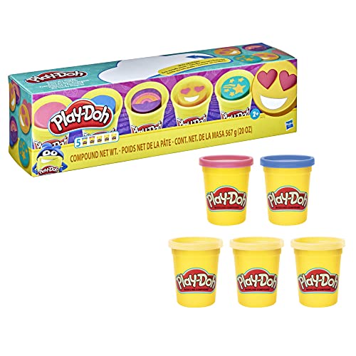 Play-Doh Colores y Felicidad - Pack de 5 Botes con 3 Botes con Tema de Emoji - No tóxico - Edad: 2+ (5010993981502)
