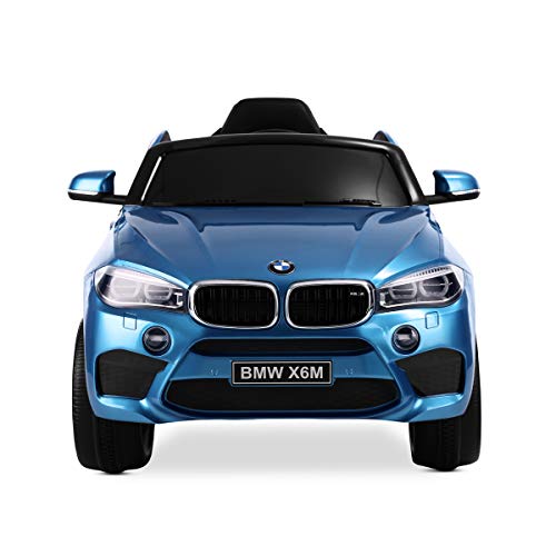 Playkin BMW X6M AZUL, Coche de bateria para niños mando 12V licencia oficial luces y sonidos juguetes infantiles coches de bateria
