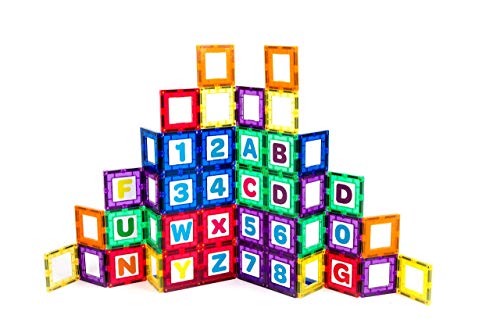 Playmags 36 PC magnética Azulejos Building Grupo: Educación Clickins Equipo Incluyen 18 magnética de Windows y 18 Letras y números - Estimular la Creatividad y el Cerebro