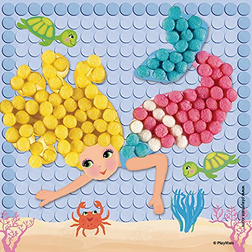 PlayMais Mosaic Dream Mermaid Kit de Manualidades para niñas y niños a Partir de 5 años | 2300 Piezas y 6 Plantillas de mosaicos con Sirenas | estimula la Creatividad y Las Habilidades motoras