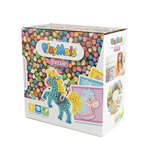 PlayMais Mosaic Dream Pony Kit de Manualidades para niños y niñas a Partir de 3 años | 2300 Piezas y 6 Plantillas de Mosaico con encantadores Ponis | estimula la Creatividad y Habilidades motoras