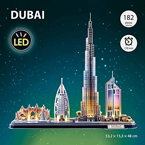 Puzzle 3D Dubai LED - Puzzle 3D Niños 8 Años O Más, Maquetas para Montar Adultos, Rompecabezas 3D Adulto y Niño, Puzzles 3D LED Con Luz, Regalos Divertidos