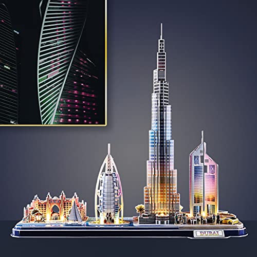 Puzzle 3D Dubai LED - Puzzle 3D Niños 8 Años O Más, Maquetas para Montar Adultos, Rompecabezas 3D Adulto y Niño, Puzzles 3D LED Con Luz, Regalos Divertidos