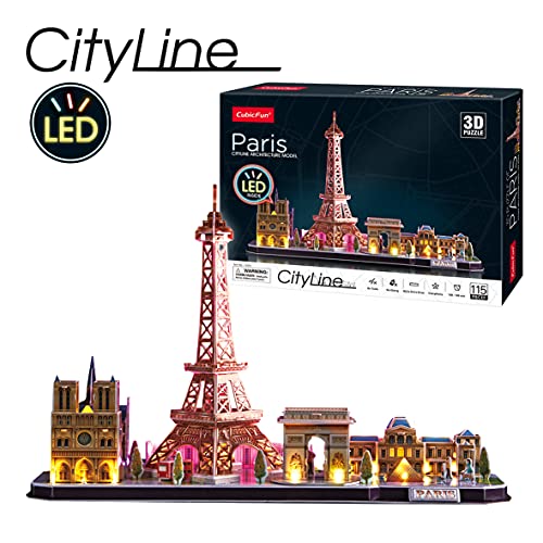 Puzzle 3D Paris Led - Puzzle 3D Niños Y Adulto, Maquetas para Montar Adultos Torre Eiffel, Rompecabezas 3D, Puzzles 3D con Luz, Regalos Divertidos 8 Años O Más