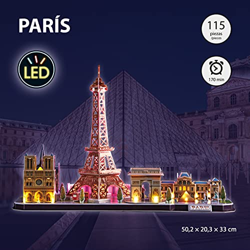 Puzzle 3D Paris Led - Puzzle 3D Niños Y Adulto, Maquetas para Montar Adultos Torre Eiffel, Rompecabezas 3D, Puzzles 3D con Luz, Regalos Divertidos 8 Años O Más