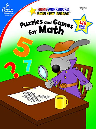 Puzzles and Games for Math, Grade 1: Gold Star Edition (Home Workbooks)