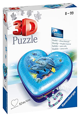 Ravensburger 3D Puzzle 11172 - Herzschatulle Unterwasserwelt - 54 Teile - Aufbewahrungsbox für Erwachsene und Kinder AB 8 Jahren: Erlebe Puzzeln in Der 3. Dimension