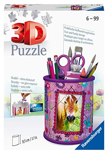 Ravensburger 3D Puzzle 11175 - Utensilo Pferde - 54 Teile - Stiftehalter für Tier-Fans AB 6 Jahren, Schreibtisch-Organizer für Kinder: Erlebe Puzzeln in Der 3. Dimension