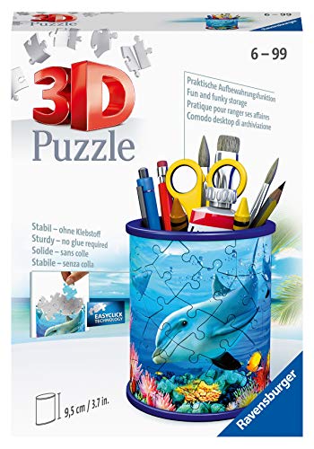 Ravensburger 3D Puzzle 11176 - Utensilo Unterwasserwelt - 54 Teile - Stiftehalter für Tierliebhaber AB 6 Jahren, Schreibtisch-Organizer für Kinder: Erlebe Puzzeln in Der 3. Dimension
