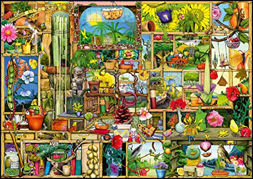Ravensburger- Grandioses Gartenregal 1000 Teile Erwachsenenpuzzle-Von Colin Thompson Rompecabezas para Adultos, Color Verde (19482)