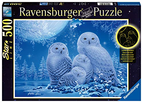 RAVENSBURGER PUZZLE Ravensburger 16595-Puzzle (500 Piezas), diseño de búhos en la luz de la Luna, Multicolor (16595)