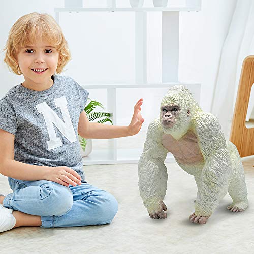 RECUR Juguetes Grande Albino Gorilla Juguetes - Pintado a Mano Realista Gorilla Gorilla Monkey Figura Regalo para coleccionistas y niños Niños 3+
