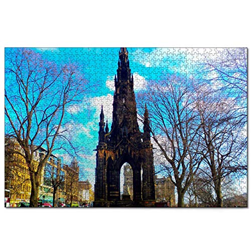 Reino Unido Inglaterra Scott Monument Edimburgo Rompecabezas de 1000 Piezas para Adultos y familias, Regalo de Viaje de Madera, Recuerdo de 30 x 20 Pulgadas
