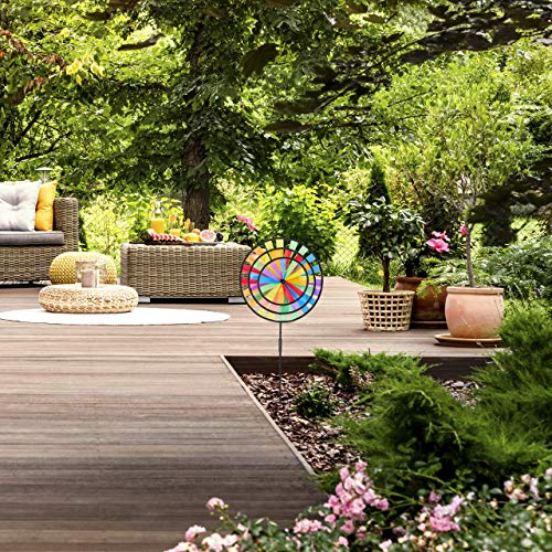 Relaxdays Molinillo de Viento Arcoíris para Jardín, Terraza y Niños, Poliéster, Multicolor, 73,5 x 35,5 x 15 cm