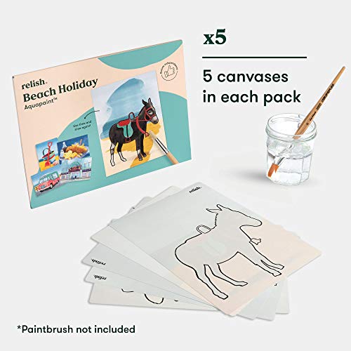 Relish Aquapaint 'Beach Holiday' Pack of 5 Designs Reusable Water Painting Art Activity for Alzheimer's/Dementia