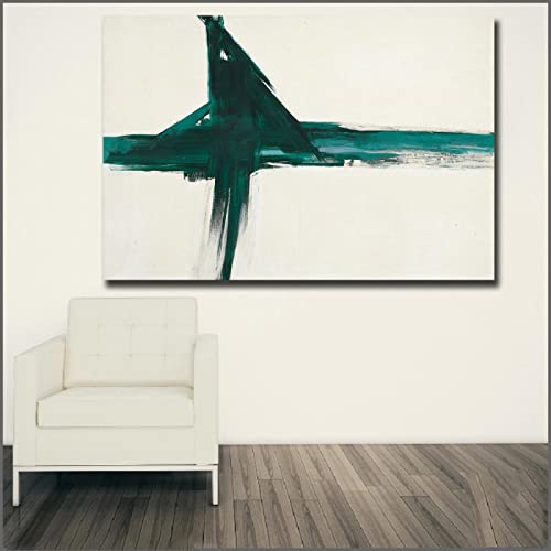 Reproducción de pintura famosa de Franz Kline, arte abstracto, dibujo de línea verde Simple, impresión de póster para decoración de sala de estar, marco interior de 46x69cm