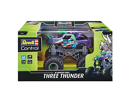 Revell Control 24556 RC Dino Monster Truck Three Thunder - Coche teledirigido, Color Azul y Verde