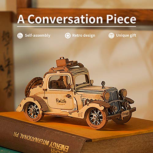 Rolife Puzzle 3D Madera Auto Antiguo Maquetas para Montar para Construir Adultos Niñas, Vintage Car