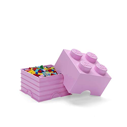 Room Copenhagen-40031738 Ladrillo de Almacenamiento de 4 espigas de Lego, Caja de almacenaje apilable, 5,7 l, Rosa Claro, Color Light Purple 40031738