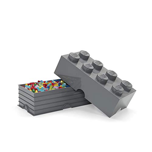 Room Copenhagen-Ladrillo de Almacenamiento de 8 espigas de Lego, Caja de almacenaje apilable, 12 l, Gris Oscuro, Color, One Size 40041754