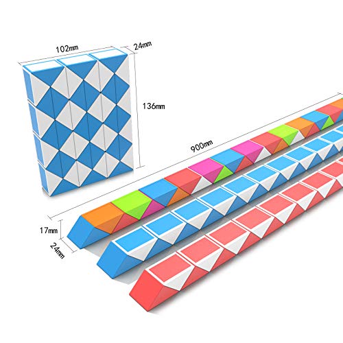 ROXENDA Magic Snake con 60 Segmentos, 3D Magic Snake Cube - Puzzle Games IQ Toy para Niños y Adultos - 1 Paquete (Azul, 60 Segmentos)