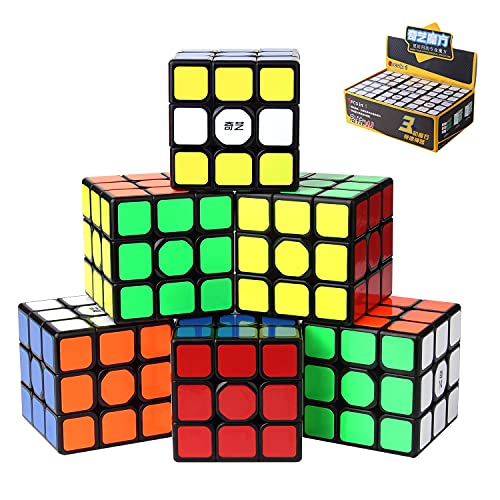 ROXENDA Qihang W Speed Cube, 3x3 Juego de Cubo de Velocidad de Tamaño Completo de 56 mm - Fácil Giro y Reproducción Suave, Cubo Mágico para Niños y Adultos de Todas Las Edades [6 Pack]