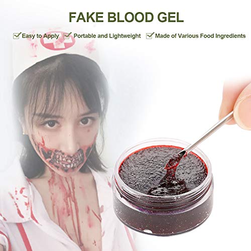 Sangre Falsa de Halloween, Maquillaje de Terror Realista Pasta de Sangre de Costra de Sangre Roja para Efectos Especiales de Teatro de Vampiros Y Zombis(15ML)