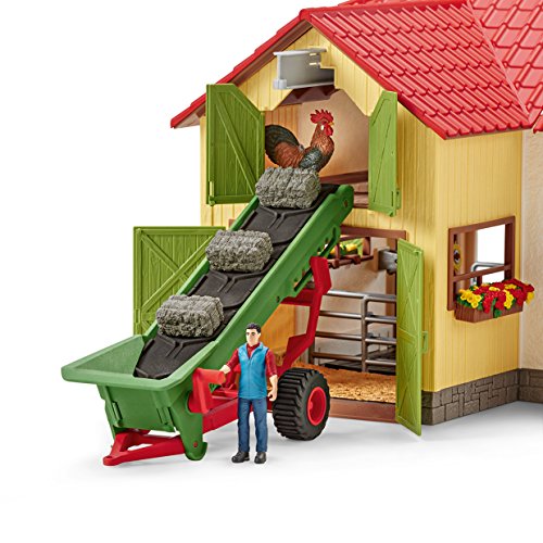 Schleich 42377 Farm World play set - transportador de heno con el granjero, juguetes a partir de 3 años