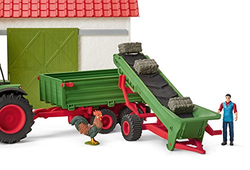 Schleich 42377 Farm World play set - transportador de heno con el granjero, juguetes a partir de 3 años