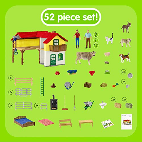 Schleich 42407 Farm World play set - granja con establo y animales, juguetes a partir de 3 años