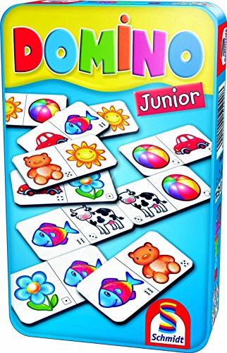 Schmidt Spiele 51240 Domino: Domino Junior En Caja de Lata [Importado de Alemania]
