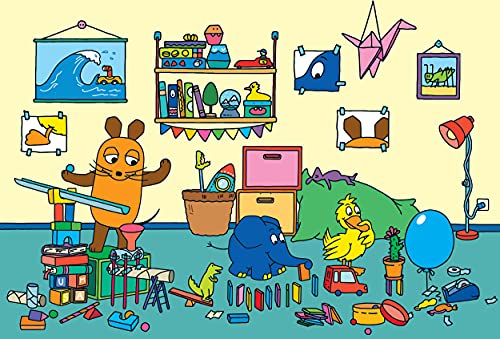 Schmidt Spiele- Sendung Mit Der Maus Puzzle Infantil de 3 x 48 Piezas, diseño de un día con el ratón, Color carbón (56394)