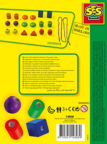 SES Creative-Aprendo a enhebrar Cuentas, Kit de Juego, Multicolor, (14808)