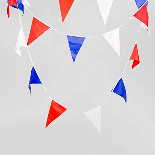 Shatchi BUNTING-RBW-80-FLAGS-25m-NO4-11211 - Banderines (50 banderines, 23 m), color blanco y azul , color/modelo surtido