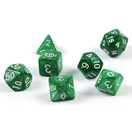 shibby 7 Dados poliedricos para Juegos de rol y Mesa en Color Verde con Bolsa 60014265