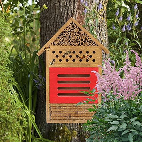 Shipenophy Casa de Insectos de Madera, Caja de Refugio de Nido Natural Bonito Diseño Decorativo Casa de Abejas Casa de Insectos para Anidar Abejas