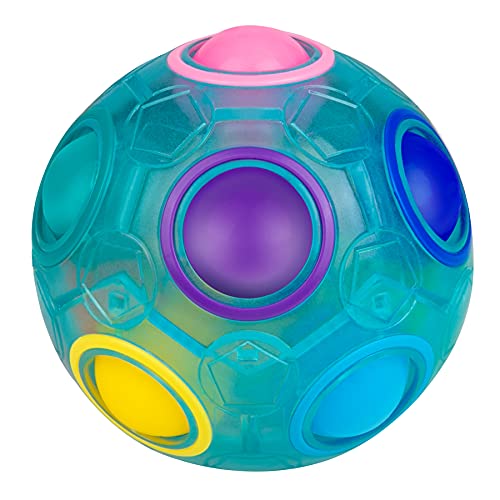 SISYS Magic Rainbow Ball 3D Puzzle Ball Bola Mágica del Arco Iris Speed Cubo Pelota Mágica Arco Iris Pelota Juguetes Educativos para Niños y Juguetes para Descompresión para Adultos, Azul