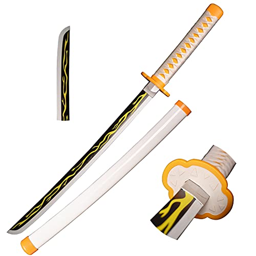 Skyward Blade Espada de Anime Cosplay de Madera, Agatsuma Zenitsu Samurai Espada, Juguetes para Niños, Fan de los Anime, The Special Cuchillo de Demon Slayer Amarillo Cuchillo Katana