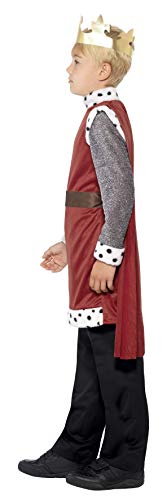 Smiffys-44079M Disfraz Medieval del Rey Arturo, con túnica, Capa y Corona, Color Rojo, M-Edad 7-9 años (Smiffy'S 44079M)