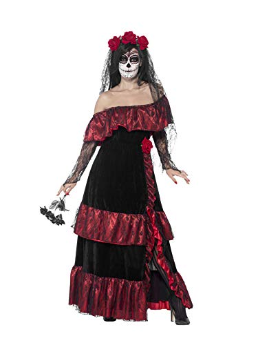 Smiffys Day of the Dead Bride Costume Disfraz de novia del día de los muertos, color negro, XXL-UK Size 24-26 (43739X2)